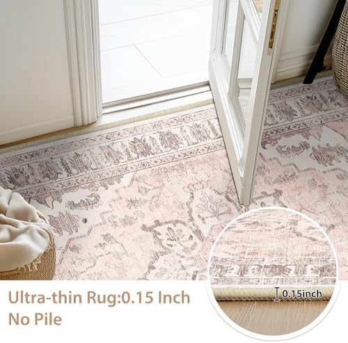 BESTSWEETIE Washable Boho 5x7 Area Rug for Living Room, Pink Beige Grey - Image 4