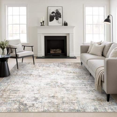 Area Rug Living Room: 6x6 Modern Washable Indoor Soft Carpet Brown by FXRHLP