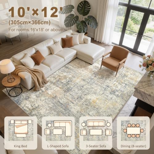 kakania Washable 10x12 Area Rug for Living Room: Abstract Modern Home Decor - Image 2