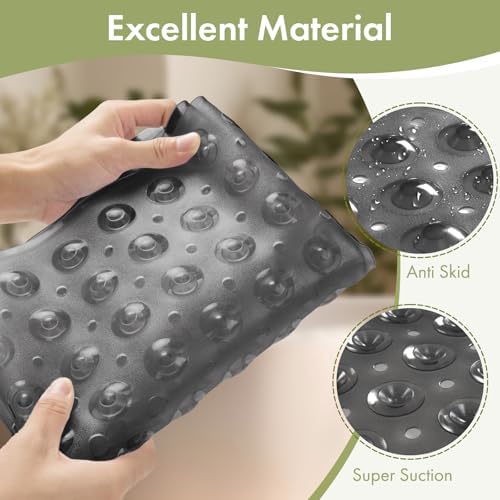 AmazerBath Shower Mat Non Slip 40 x 16 Inches, Shower Stall Mats with Suction Cups and Drain Holes, Non Slip Bath Mat for Tub for Elderly & Kids, Clear Black - Image 6
