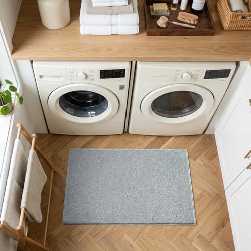 2x3 Light Grey Solid Area Rug Washable Non-Slip for Entryway Front Door - Image 4