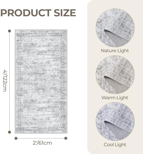 2x4 Rug Runners for Hallways Non Slip,Grey - Image 2