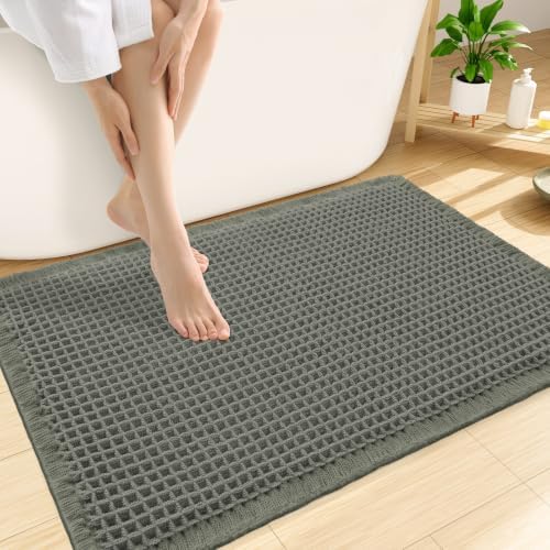 Smiry Waffle Bath Mat 30X20, Extra Soft Absorbent Bathroom Rugs, Green by Smiry