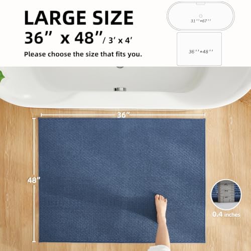 TYUU Large Bathroom Rugs Non Slip Washable Bath Rugs Super Absorbent Bathroom Rug Thin Quick Dry Low Pile Bath Mats, Navy Blue 36"x48" - Image 2