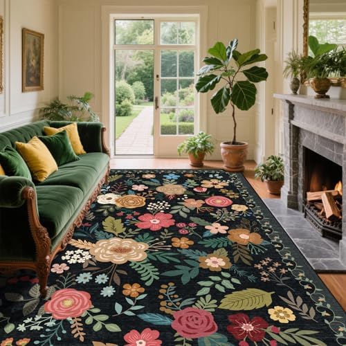 6x9 Washable Area Rugs for Living Room Soft Carpet (Black) by Unknown