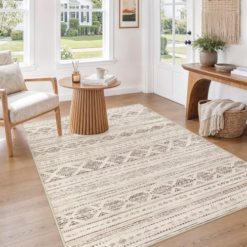 Nakagishi Boho 4x6 Area Rug Living Room Rugs Machine Washable Dark Brown - Image 7