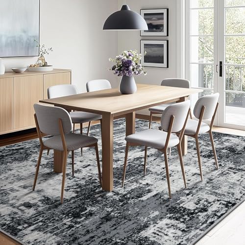 RELEANY Washable Square 7'x7' Area Rug for Living Room Black White - Image 5