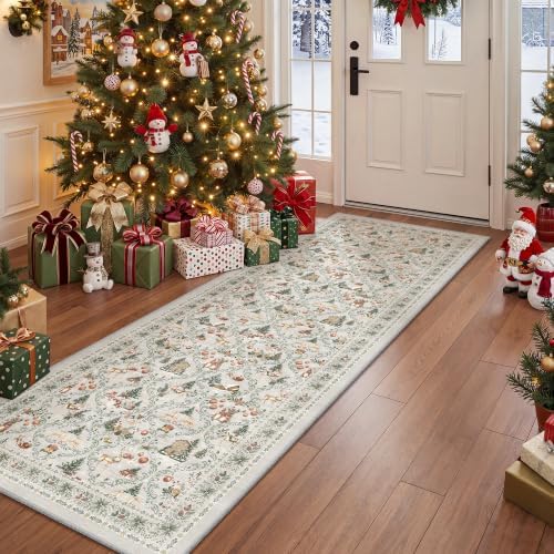 Christmas Runner Rug 2x5, Washable Rugs for Bedroom (2'x5', Grey) - Image 3