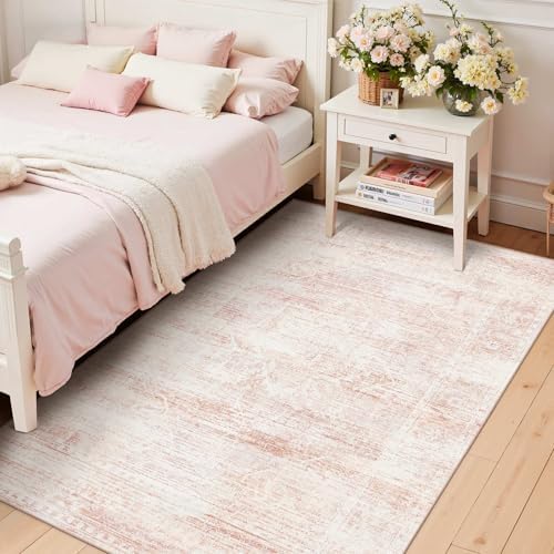 3x5 Entryway Pink Area Rugs, Vintage Floral Washable Cute Rugs - Image 3