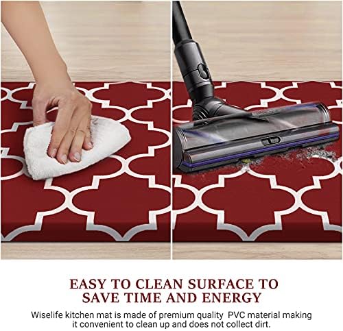 WISELIFE Kitchen Mats and Rugs Cushioned Anti-Fatigue, 17.3"x 39", Red - Image 5