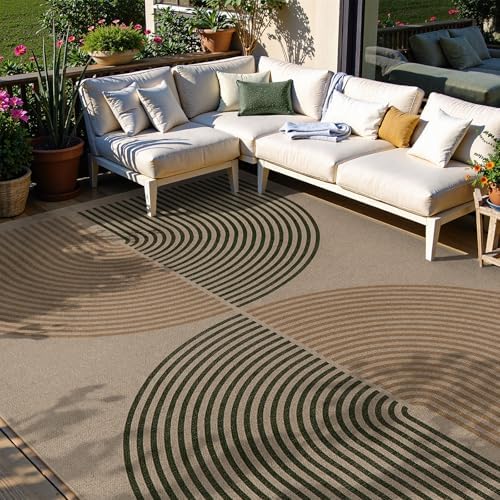 Lahome Modern Rainbow Easy Jute Rug, 6x9 Rug for Living Room Washable Indoor Outdoor Patio Rug, Farmhouse Rug for Bedroom Non Slip Contemporary Carpet for Backyard Deck Office Decor by Lahome