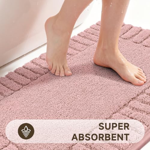 Pauwer Bathroom Rugs Set 5 Piece, Microfiber Bath Mat Set, Dusty Pink - Image 4