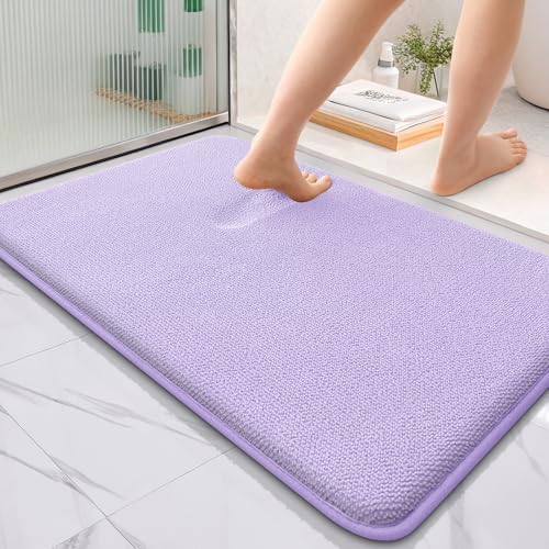 OLANLY Thick Memory Foam Bathroom Rugs 36x24, Absorbent Bath Mat, Lavender by OLANLY