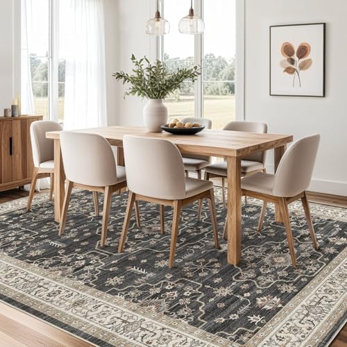 Vintage 5x7 Rugs for Living Room Washable Area Rug Black - Image 5