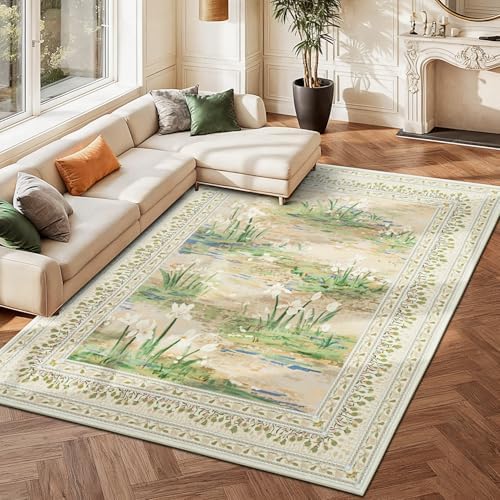 Lessymo Area Rugs 8 x 10 for Living Room,Large Washable Carpet Beige Sage - Image 2