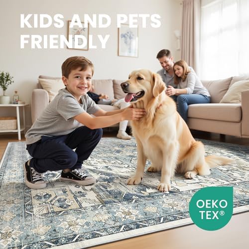 zesthome 8x10 Area Rugs for Living Room,Large Washable Rug,Blue - Image 7