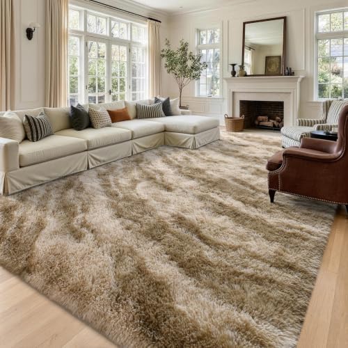 8x10 Extra Large Khaki Fluffy Area Rug Non-Slip for Living Room Bedroom by ModernHomeDecor