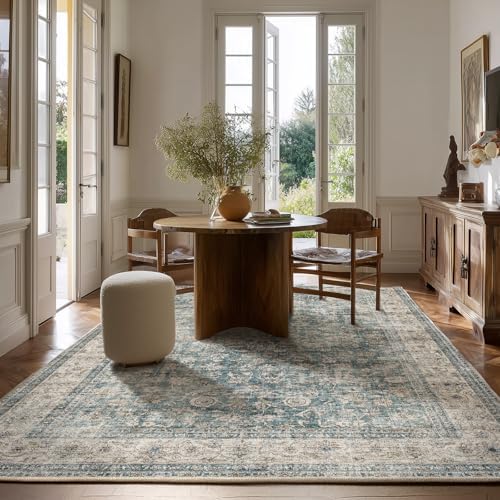 Machine Washable Living Room Rug: 6x9 Area Rugs for Bedroom Vintage Stain Resistant Non Slip Low Pile Lightweight Boho Carpet for Kitchen Dining Room Farmhouse Kids Room Nursery - Image 6