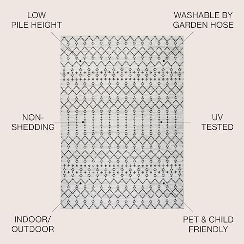 JONATHAN Y Moroccan Geometric Indoor Outdoor Round Area Rug 8 Ft Cream/Black, Ourika Textured Weave for Backyard, Patio, Porch, Easy-Cleaning, High Traffic, Pet-Friendly, Non-Shedding (SMB108I-8R) - Image 3