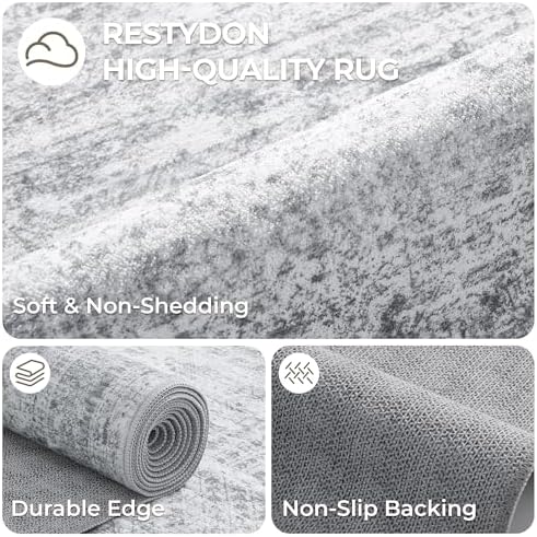 2x10 Runner Rug Non Slip,Washable Hallway Runner Rug,Grey - Image 7