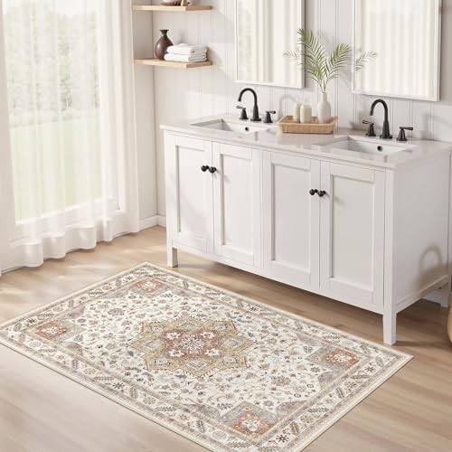 cotiled 3x5 Area Rug for Living Room, Washable, Traditional, Golden Taupe - Image 3