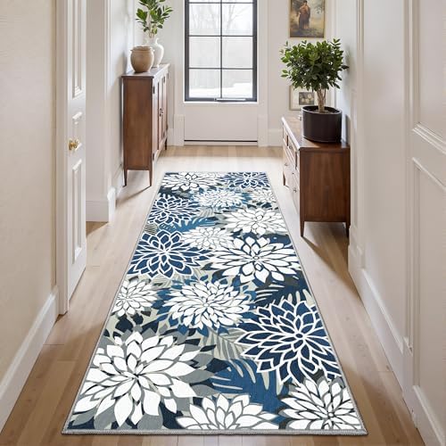 Outdoor Rug Waterproof, Washable Patio Runner Rug for Deck, 2x6, Blue - Image 5