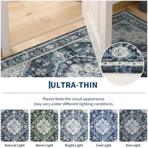 Garvee Navy Blue Boho Washable 4x6 Area Rug for Nursery Bedroom - Image 4