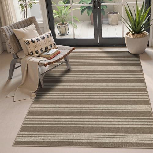 Lahome Striped Easy Jute Outdoor Patio Rug, 3x5 Washable Rugs for Porch by Lahome