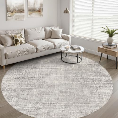 LOONGRUG Round Rug 7x7 Washable Neutral Modern Living Room Rug Brown Gray - Image 6