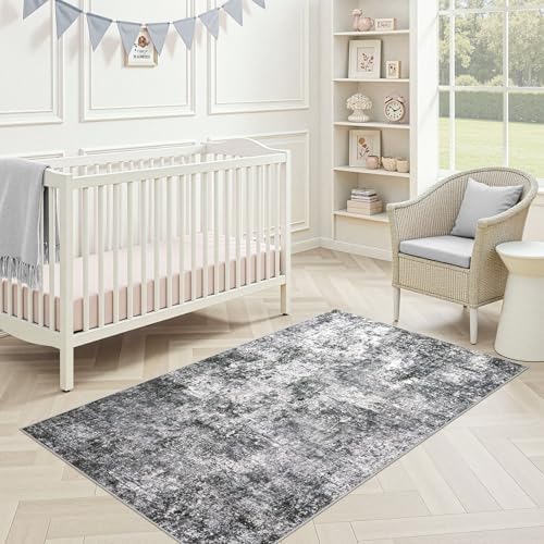 DMOYEST 3x5 Entryway Area Rug Washable Abstract Grey Small Carpet - Image 6