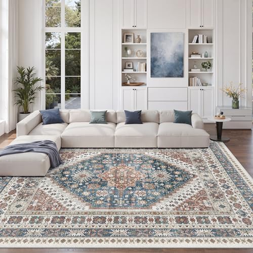 zesthome 9x12 Area Rugs for Living Room,Large Washable Rug,Blue - Image 4