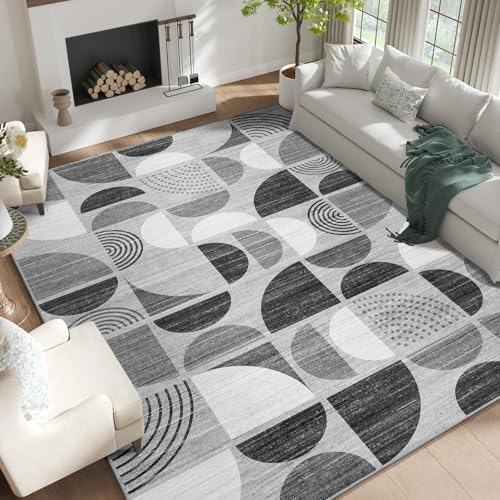 MUJOO Washable Rugs 9x12,Large Area Rugs Non Slip Modern Abstract Boho by MUJOO