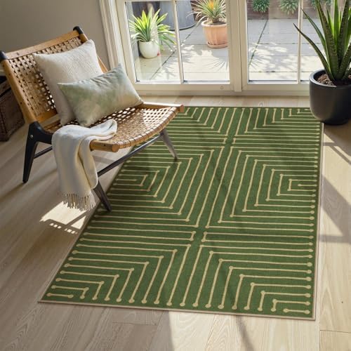 Lahome Green 3x5 Outdoor Rug for Entryway,Rhombus Easy Jute Frotn Porch Rug by Lahome