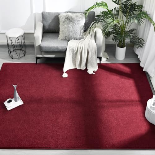 FlyDOIT Area Rugs for Bedroom Living Room, 6x9 Rose Red Super Soft Comfy Thickened Memory-Foam Indoor Carpets, Modern Aesthetic Minimalist Carpet for Boys Girls Adults Apartment Nursery Home Décor - Image 2