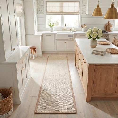 SAFAVIEH Natural Fiber Area Rug 2'6"x22' Textured, Marble & Linen NF143B by Unknown