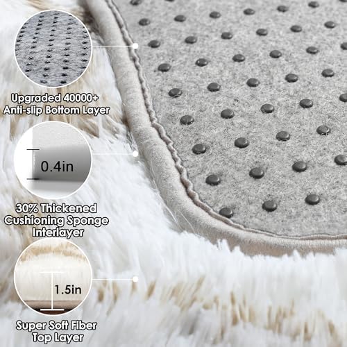6x9 Area Rugs for Living Room Bedroom, Fluffy White and Beige Geometric Rug - Image 4