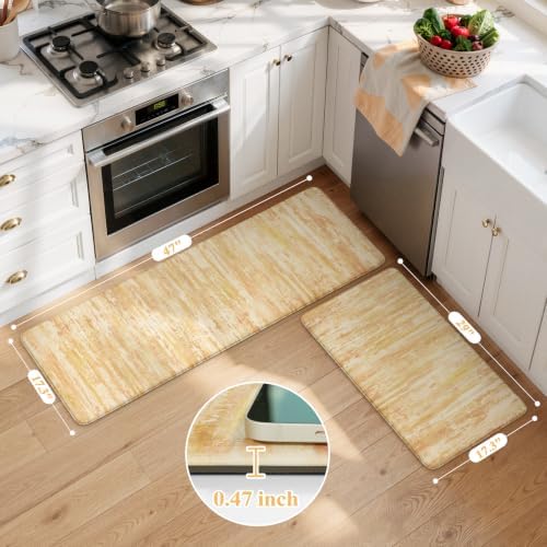KIMODE Fall Decor Kitchen Mats Cushioned Anti Fatigue,Orange Aabstract Rugs - Image 4