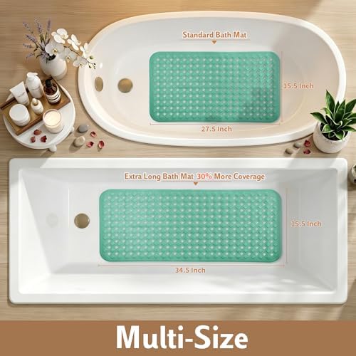 Yimobra Bathtub Mat Non Slip, Super Strong Suction Cups, 27.5"X15.5" Long Shower Mat with Drain Holes, Machine Washable Fast Draining Bath Mats, Bathroom Essentials,MARRS Green - Image 6