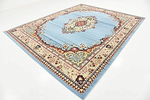 Unique Loom Reza Collection Traditional Persian Style Area Rug, 8 x 10 ft, Light Blue/Ivory - Image 5