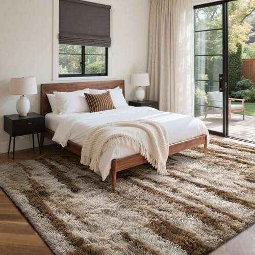 8x10 Ft Extra Large Shag Rugs for Living Room, Tie Dyed Ultra Soft Fluffy Furry Area Rugs for Bedroom Indoor Floor, Aesthetic Carpet for Kids Home Decor (Khaki) - Image 3