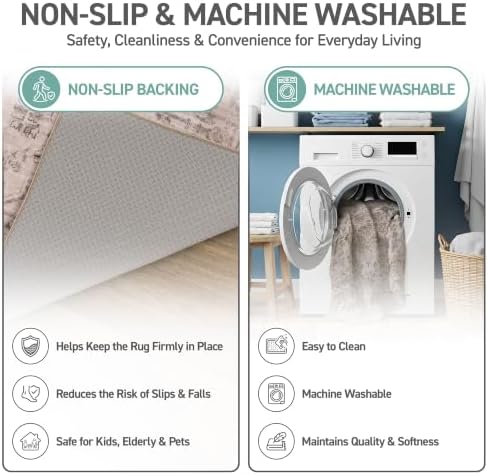 Rugshop Vintage Medallion Machine Washable Non-Slip Area Rug, 2'x3' Cream - Image 3