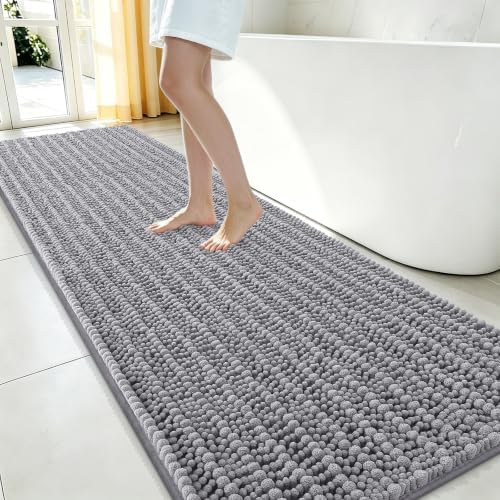 Smiry Bathroom Rugs 96X24, Extra Soft Rubber Backing Chenille Bath Mats by Smiry