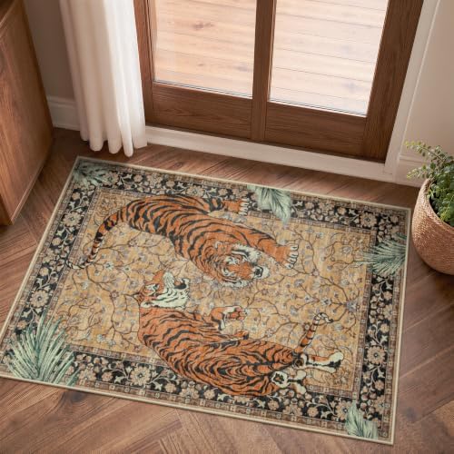 Moynesa 2x3 Boho Tiger Front Door Mat, Washable Non Slip Rug for Entryway by Moynesa