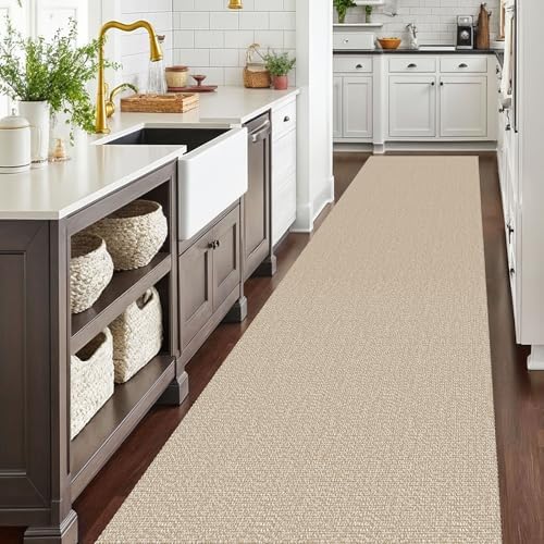 EARTHALL Washable Runner Rug, Non Slip Hallway Runner, 3x18 Ft, Sand/Beige - Image 6