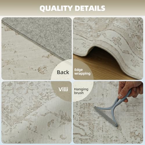 Washable Rugs 8x10 Area Rugs for Living Room,Ultra Soft Faux Wool Retro Carpets,Non Slip Backing,Durable Edge Binding,Stain Resistant,The Large Carpet for Bed Room,Dining Room,Office Decor - Image 3