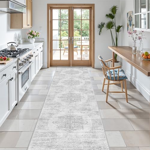2x8 Runner Rug Non Slip,Washable Hallway Runner Rug,Grey - Image 3