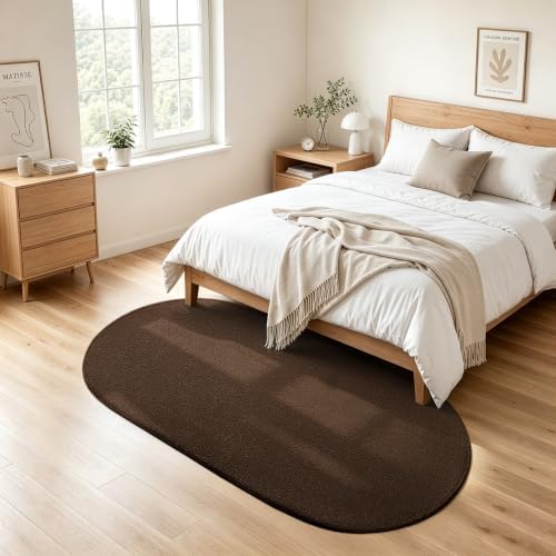 ISEAU Oval Bedroom Rug 2.6x5 Non-Slip Washable Runner Rug for Hallway Brown - Image 6