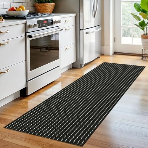 EARTHALL Washable Runner Rug, Non Slip Hall Runner, 2x6 Ft, Black/Cream - Image 6