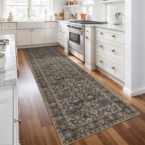 KUTA Vintage Wide Runners for Hallways 3x10 Brown Washable Kitchen Runner - Image 2