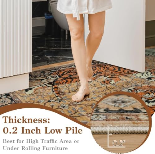 Moynesa 2x3 Boho Tiger Front Door Mat, Washable Non Slip Rug for Entryway - Image 4